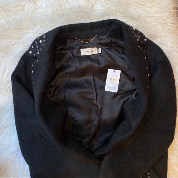 βοΈ Coach Studded Wool Coat, Black - Picture 8 of 10